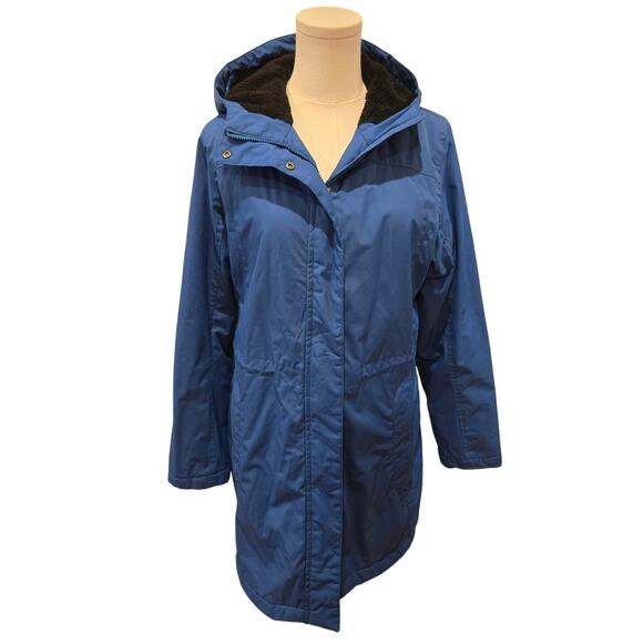 L.L. Bean Winter Warmer Parka Coat Blue Hooded Womens Small - Picture 1 of 11